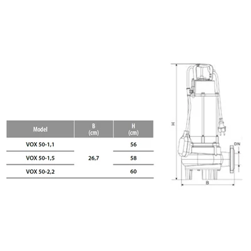 IBO VOX-1,5 16m 600l 230V 1,5kW 10m | Merülő szivattyú [szennyvíz szivattyúzására, víztelenítésre]