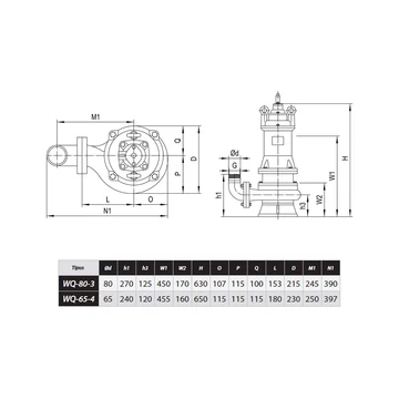 WQ-65-4 400V | IBO Merülő szivattyú [szennyvíz, szennyezett víz szivattyúzására]