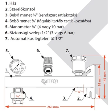 IBO IGB tágulási tartály tartó konzol 6 bar