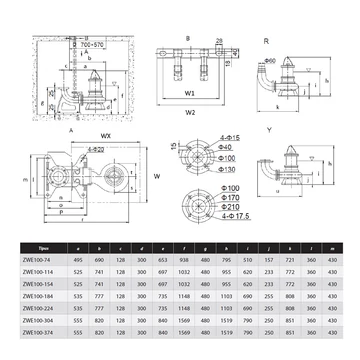 ZWE 100-54 400V | iPRO Vágószerkezetes szivattyú [merülő szivattyú szennyvíz szivattyúzására, víztelenítésre]