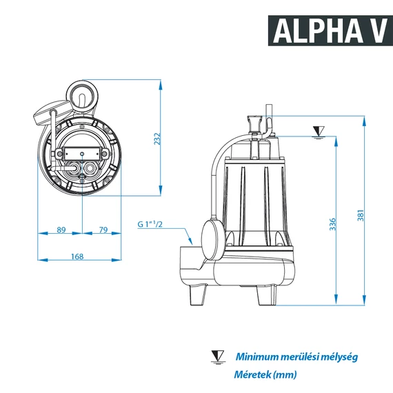 ALPHA V 2 M 230V | DRENO Merülő szivattyú Vortex járókerékkel