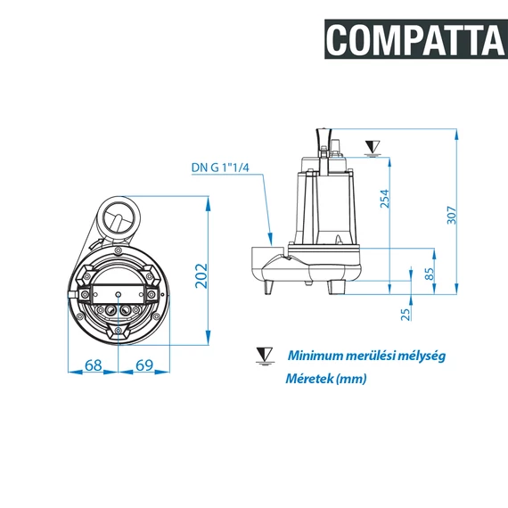 COMPATTA 1 M 230V | DRENO Merülő szivattyú Vortex járókerékkel