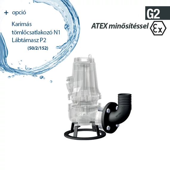 GT-EX 50/2/152 C.165 400V | DRENO Vágószerkezetes szivattyú [darálós merülő szivattyú]