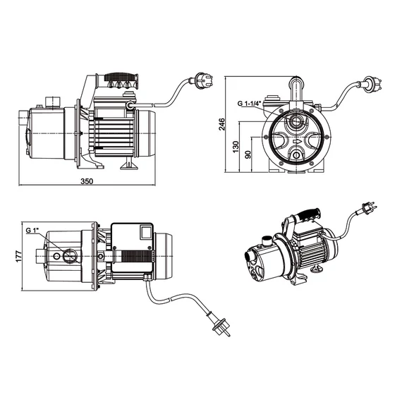 BJ 45/75 | 230V 45m 75l 1,1kW | IBO Felszíni szivattyú [egyfokozatú önfelszívó centrifugális kerti szivattyú]