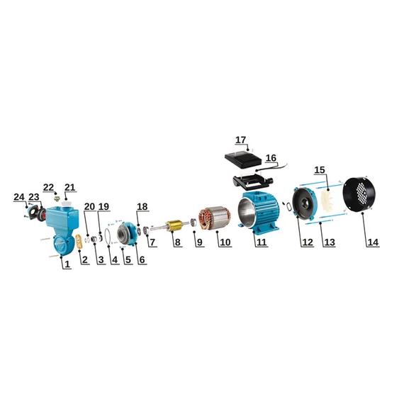 WZI 250 Hidrofor előkészítéssel | 230V 35m 35l 0,25kW | IBO Házi vízmű egyfokozatú önfelszívó periférikus kerti szivattyúval