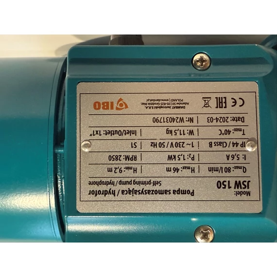 IBO JSW 150 + 50L IBO tartállyal előszerelt házi vízmű