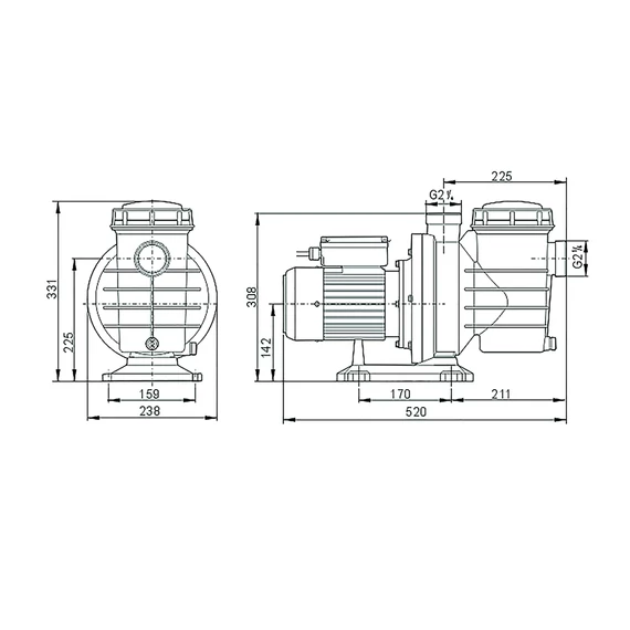 SWIM 075 medence szivattyú | IBO Medence szivattyú [medence szivattyú előszűrővel]