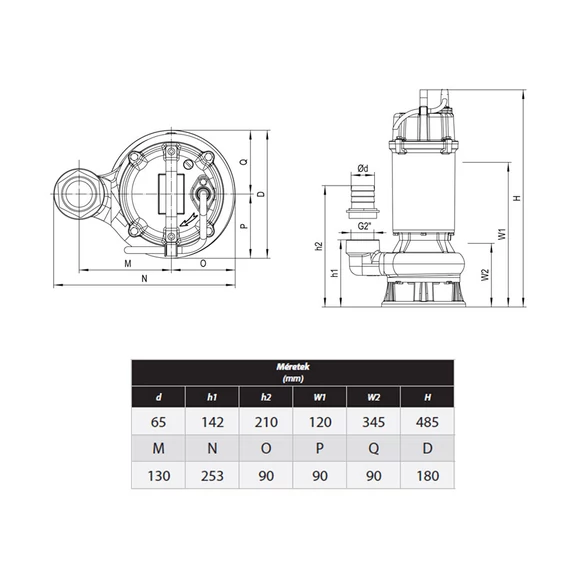 WQ-65-1,5 400V | IBO Merülő szivattyú [szennyvíz, szennyezett víz szivattyúzására]