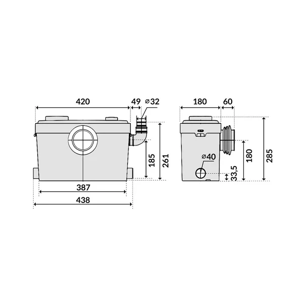SANIBO 5 WC átemelő szivattyú | IBO Szaniter szivattyú [WC, fürdőszoba és konyha]
