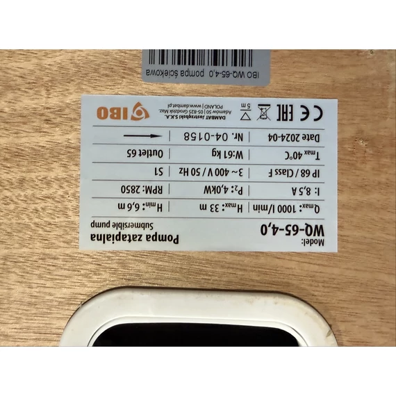 WQ-65-4 400V | IBO Merülő szivattyú [szennyvíz, szennyezett víz szivattyúzására]