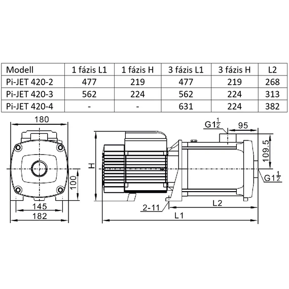 iQ PRO Pi-JET 420-4 | 56m 420l 400V 3.00kW 3 év | Többfokozatú önfelszívó felszíni szivattyú