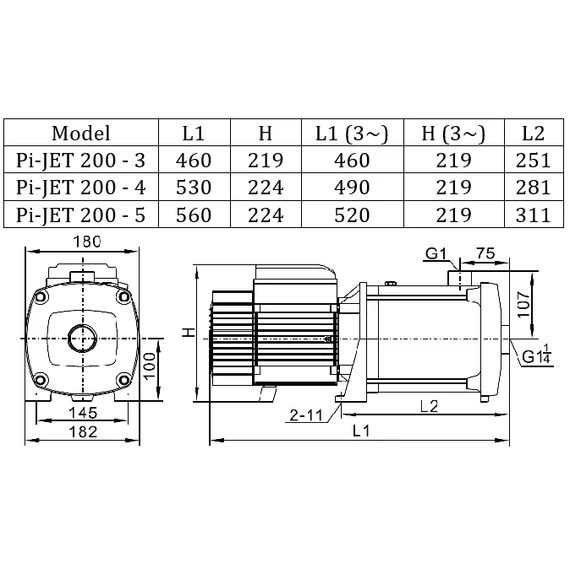 iQ PRO PI-JET 200-5 + 50l tartállyal előszerelt házi vízmű | 72m 200l 2.20 kW 3 év garancia