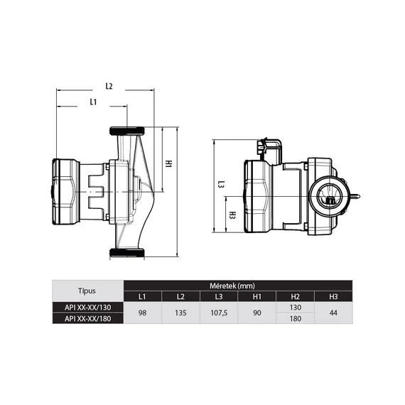 API 25-40/180 | 4.5m 50l L180mm | iPRO Keringető szivattyú [energiatakarékos, 