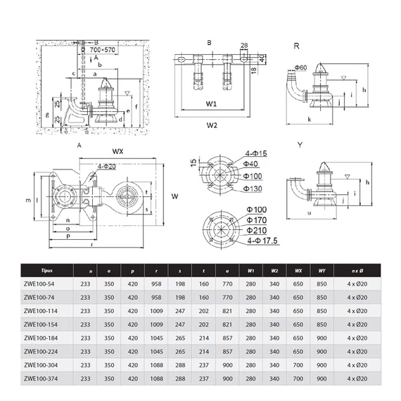 ZWE 100-374 400V | iPRO Vágószerkezetes szivattyú [merülő szivattyú szennyvíz szivattyúzására, víztelenítésre]