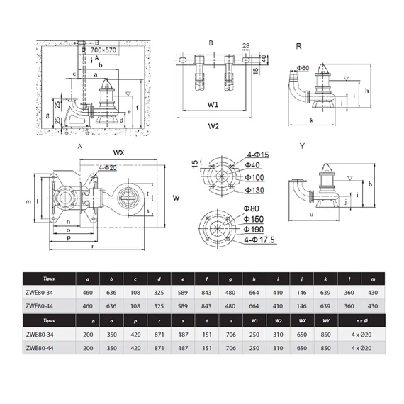 ZWE 80-44 400V | iPRO Vágószerkezetes szivattyú [merülő szivattyú szennyvíz szivattyúzására, víztelenítésre]
